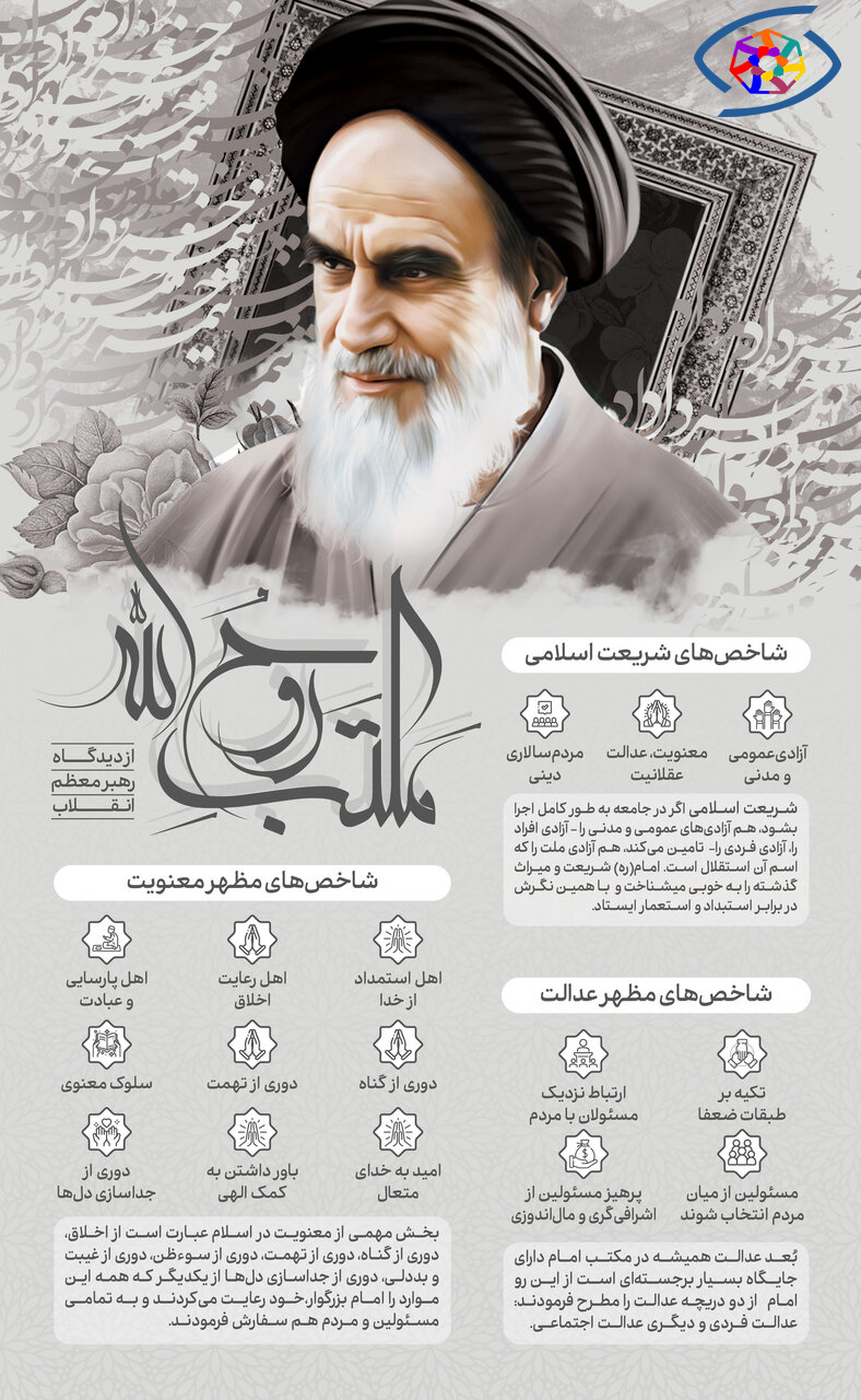 اینفوگرافیک؛ مکتب روح الله + شاخص‌های اصلی مکتب امام خمینی(ره) از دیدگاه رهبر انقلاب